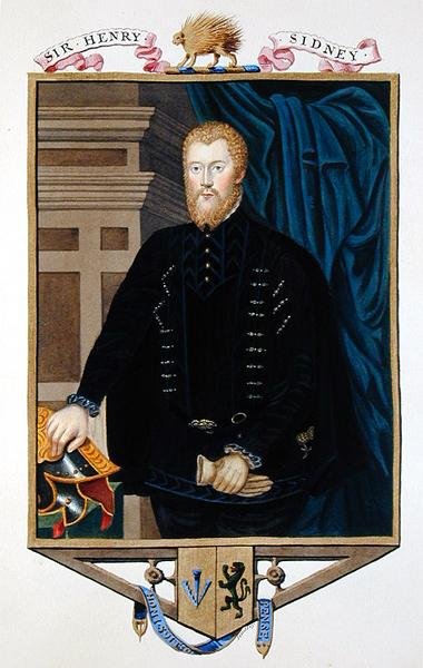 ヘンリー・シドニー卿（1529-86）の肖像（1825年に出版された「Memoirs of the Court of Queen Elizabeth」より）（水彩、ガッシュ、紙 作： Sarah Countess of Essex