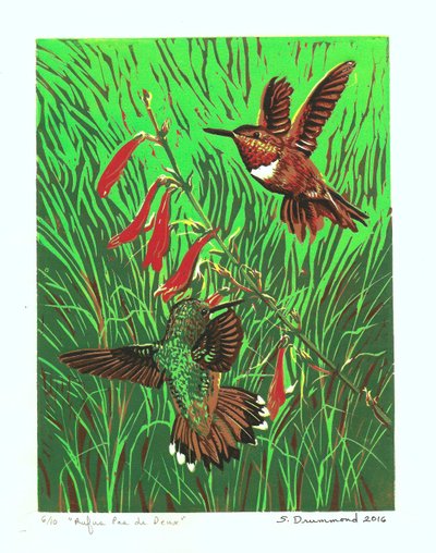 ルーファス・パ・ド・ドゥ, 2016 (Linocut ) 作： Sarah Drummond