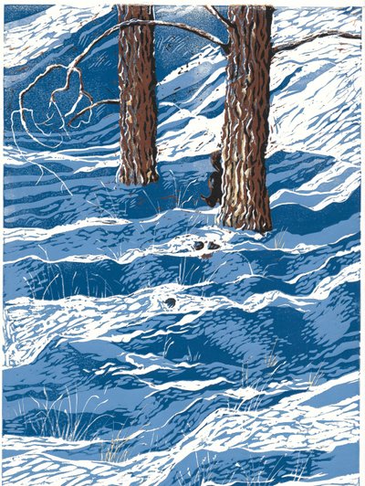 春の雪、2016年（リノカット） 作： Sarah Drummond