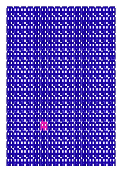 Blue Paper House Repeat Print, 2014（グラフィック・ジクレー版画） 作： Sarah Evans