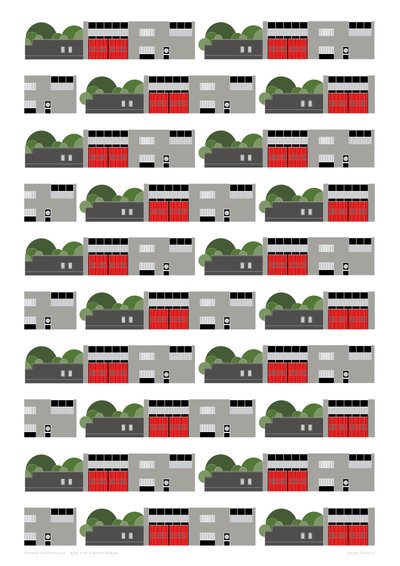 Fire Station Repeat Print, 2014（グラフィック・ジクレー版画） 作： Sarah Evans