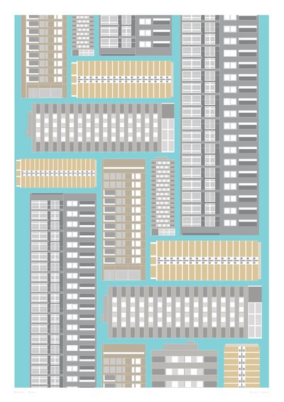 モダン・ブロック、2014年（グラフィック・ジクレー・プリント） 作： Sarah Evans