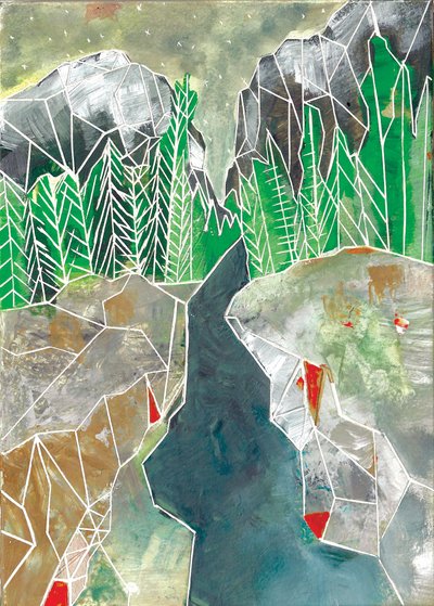 幾何学的な山と川 作： Sarah Fitzgerald