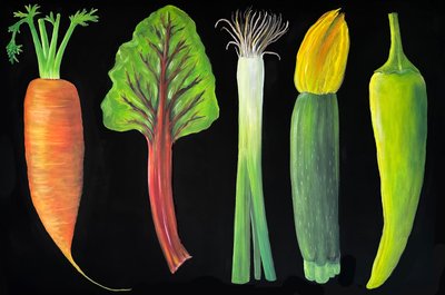野菜、2024年（キャンバスに油彩） 作： Sarah Thompson Engels