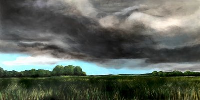 嵐の前」2020年（板にアクリル 作： Sarah Thompson Engels