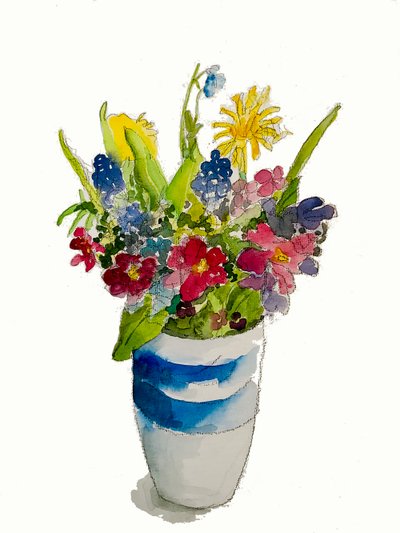 花のポージー」、2020年（水彩画 作： Sarah Thompson Engels