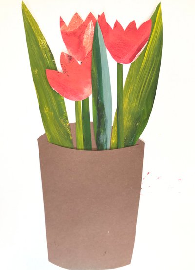 鉢植えのチューリップ,2018（コラージュ 作： Sarah Thompson Engels
