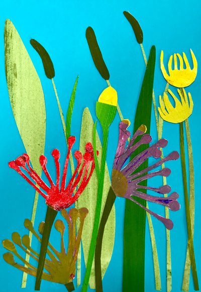 花と草,2019（コラージュ 作： Sarah Thompson Engels