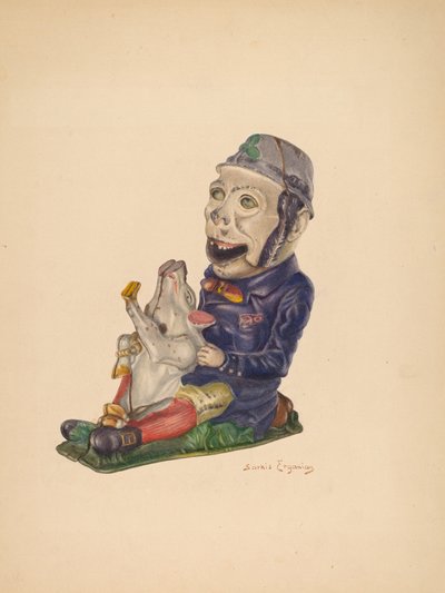 おもちゃの銀行：水田と豚、c。 1938年。 作： Sarkis Erganian