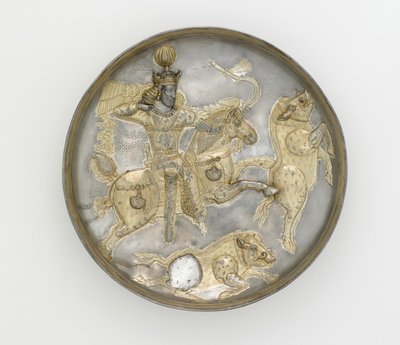 プレート、4世紀（銀と金メッキ） 作： Sasanian School