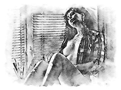 チェックのシャツに裸の女性 作： SaskiaBJ