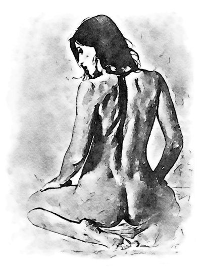 彼女の膝の上の美しい女性 作： SaskiaBJ