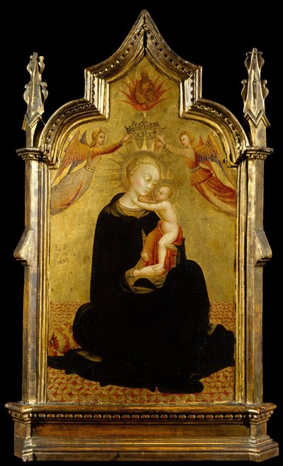 マドンナと天使と子供、カリフォルニア州。 1445-50。 作： Sassetta