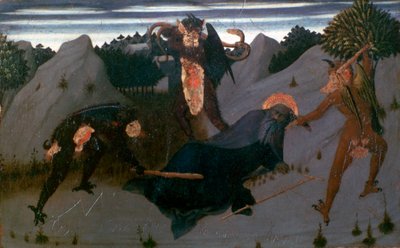 聖アンソニーは悪魔によって打たれた、1423-1426 作： Sassetta