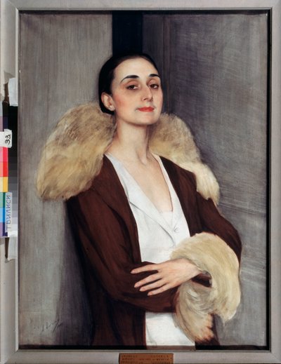 メリタ・チャロカシヴィリの肖像（テンペラ）、20世紀 作： Savelij Abramovich Sorin