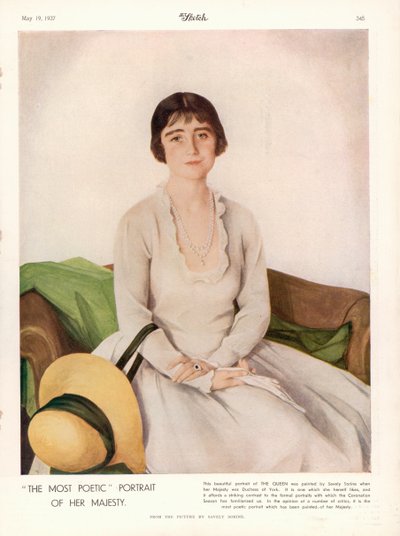 エリザベス女王陛下（1900-2002）の肖像（「スケッチ」より 作： Savely Sorine