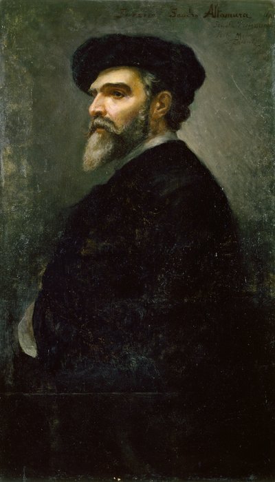 サヴェリオ・フランチェスコ・アルタムラ（1822-1897）の自画像、油彩・キャンバス 作： Saverio Altamura