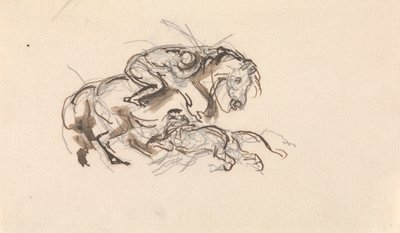 ライオンに襲われる馬と騎手 作： Sawrey Gilpin