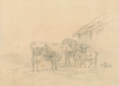 二頭の牛と子牛 作： Sawrey Gilpin