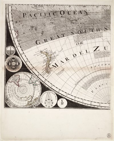 新しい正しい世界地図（断面）、1774年頃（カラー版画） 作： Sayer & Bennett