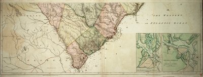 ノースカロライナ州とサウスカロライナ州の地図 作： Sayer & Bennett