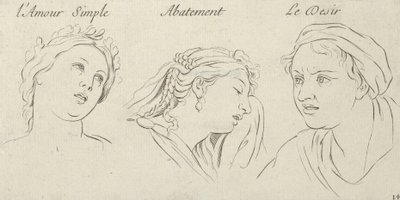 1695-1720年に彫刻された情熱の文字からの単純な愛、落胆、欲望。 作： Sébastien Le Clerc the Younger