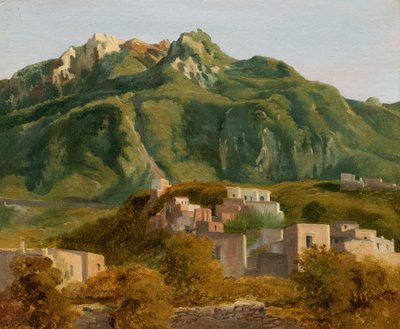 イスキア島の村、1826年頃（キャンバスに紙に油彩） 作： Sébastien Louis Guillaume Norblin de la Gourdaine