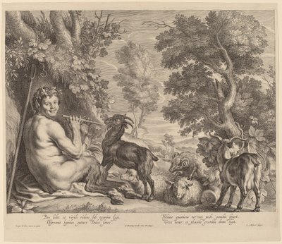 フルートを演奏するパン 作： Schelte Adams Bolswert after Jacob Jordaens