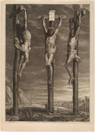 二人の盗賊の間で十字架につけられたキリスト 作： Schelte Adams Bolswert after Sir Peter Paul Rubens