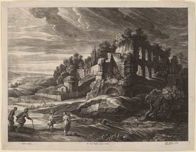 大きなローマ遺跡のある風景 作： Schelte Adams Bolswert after Sir Peter Paul Rubens