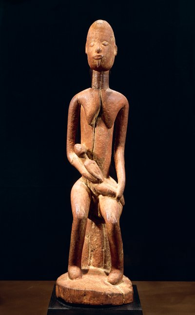 母と子を描いた木彫り、マスター オブ レッド マタニティ作、高さ 59 cm、ドゴン族芸術マリ 作： School African