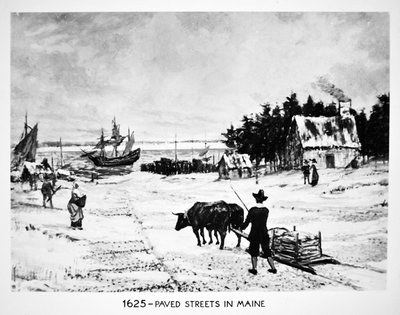 1625年のメイン州の舗装された道路（リトグラフ） 作： School American