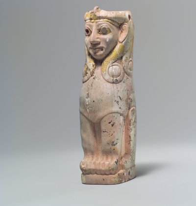 家具サポート：ハトホル風カールの女性スフィンクス 前18世紀頃 （カバの象牙、金箔 作： School Anatolian