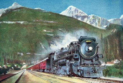 ロッキー山脈の麓のカナディアン・パシフィック鉄道 作： School Canadian