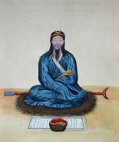 懺悔するボンズ、1785年頃（水彩・紙） 作： School Chinese