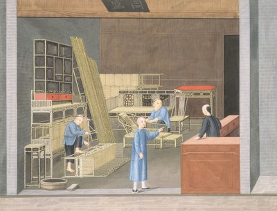 竹の家具屋（紙にガッシュと水彩） 作： 学校の中国語