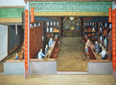 漢方薬 1830年頃（紙にグワッシュ） 作： 学校の中国語