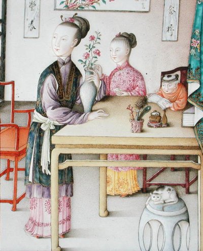 乾隆時代の宮廷用カントンパネルのディテール 作： School Chinese