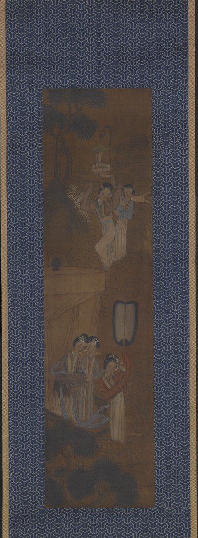 行進中の5人の女性（シルクにインクと色） 作： School Chinese