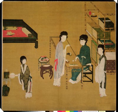 室内風景 18世紀後半～19世紀 絹本に墨と重層顔料を使用 作： School Chinese