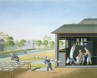 磁器製造、中国、1820年頃（紙にグワッシュ） 作： 学校の中国語