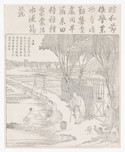 発芽を助けるために水稲を水に入れます。 作： School Chinese