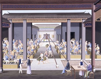 お茶をたたく、1800年頃（重い原産の紙にガッシュの絵） 作： School Chinese
