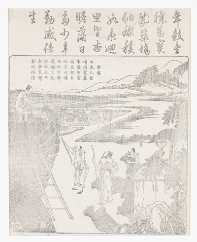 木製の馬で乾かした後、ご飯を積み上げる 作： School Chinese
