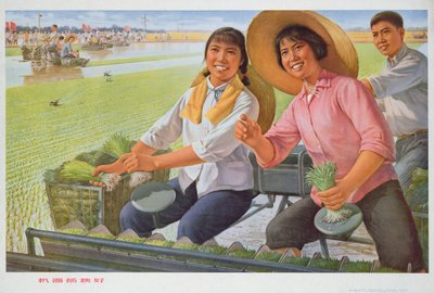 機械で苗を移植するのは良いことだ、中国文化大革命のプロパガンダポスター 作： School Chinese