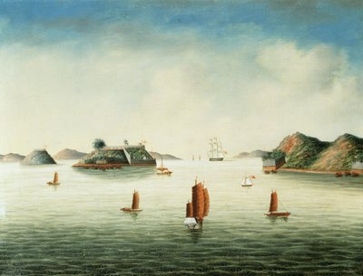 カントン地区の眺め 1850年頃 油彩・キャンバス 作： 学校の中国語