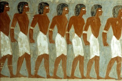 古代エジプト、壁画、拘束された捕虜、未完成、ホレムヘブ墳墓 作： School Egyptian