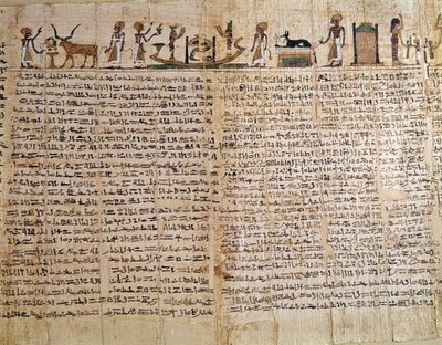 エジプトの古代。死者の書のパピルス。ローエポック。パリ、ルーヴル美術館-古代エジプト：死者の書のパピルス。後期、パリ、ルーヴル美術館 作： School Egyptian