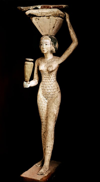 エジプトのアンティキテ：供物を運ぶための木彫。中世帝国 作： School Egyptian