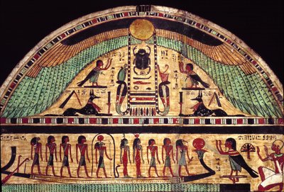 アモン・ウシロール大司祭の葬儀用ステイル。(紀元前3世紀頃、木に描かれたもの) 作： School Egyptian